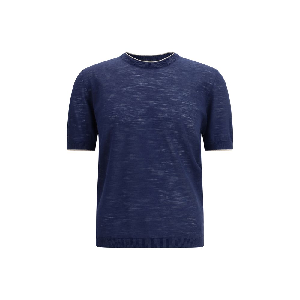 Blue Linen Shortsleeve Shirt - ventzia