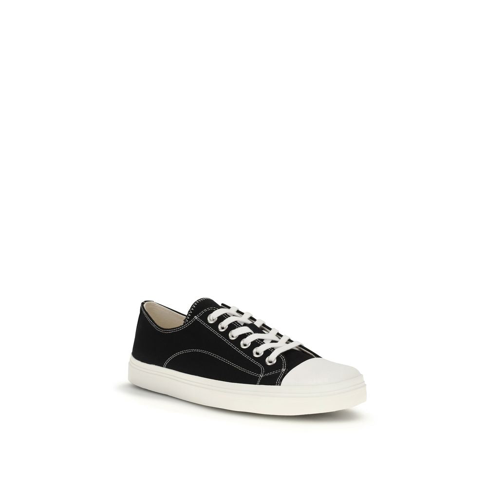 Black Cotton Low Top Sneakers - ventzia