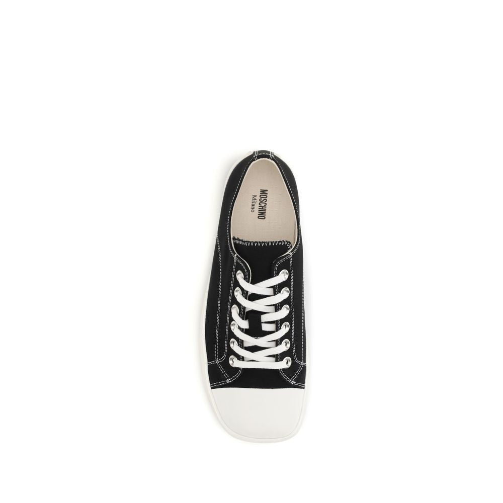 Black Cotton Low Top Sneakers - ventzia