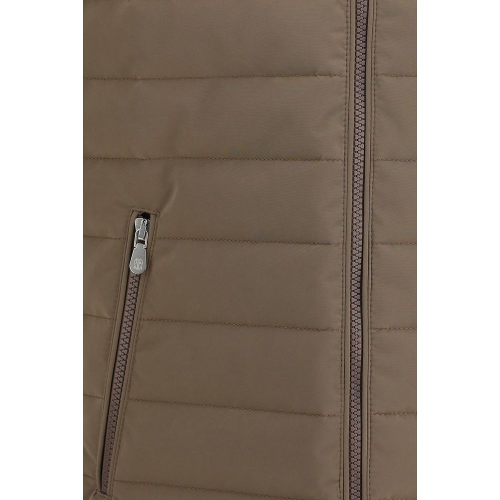 Beige Polyester Sleveless Jacket - ventzia