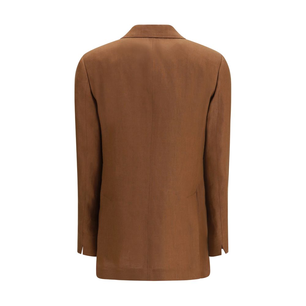 Brown Linen Blazer - ventzia