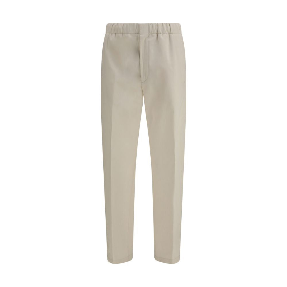 Beige Cotton Casual Pants - ventzia