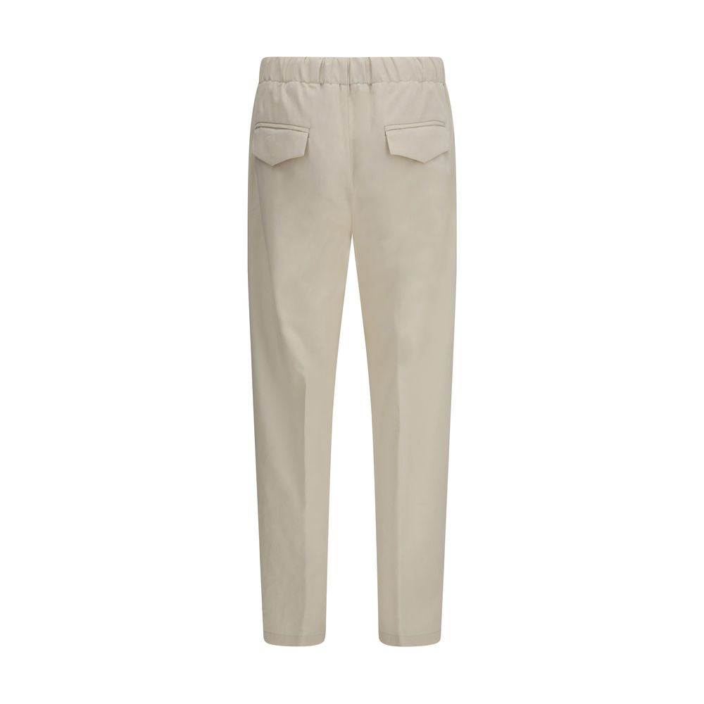 Beige Cotton Casual Pants - ventzia