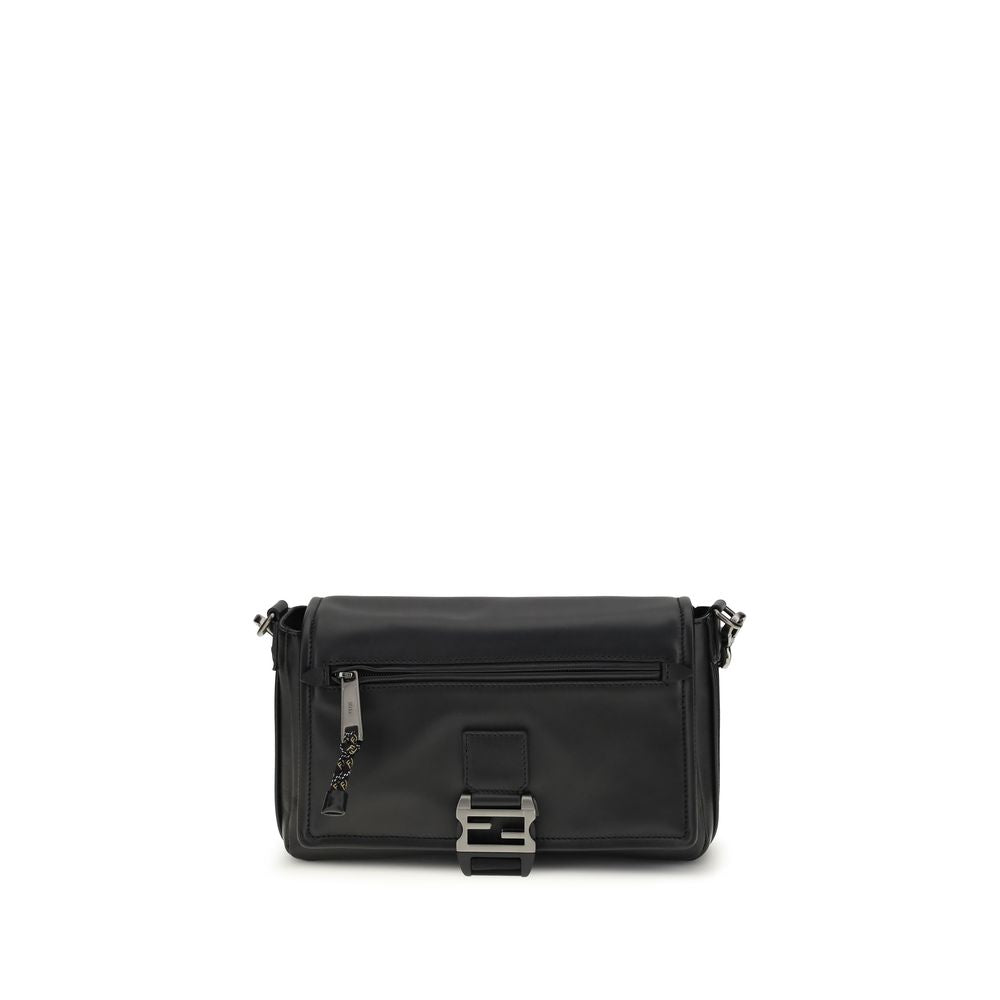 Black Calf Leather Bos Taurus Shoulder Bag - ventzia