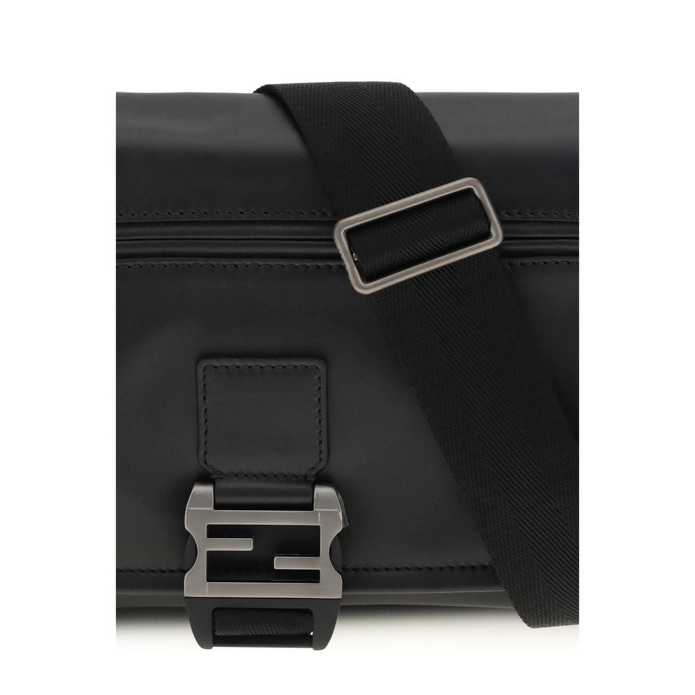 Black Calf Leather Bos Taurus Shoulder Bag - ventzia