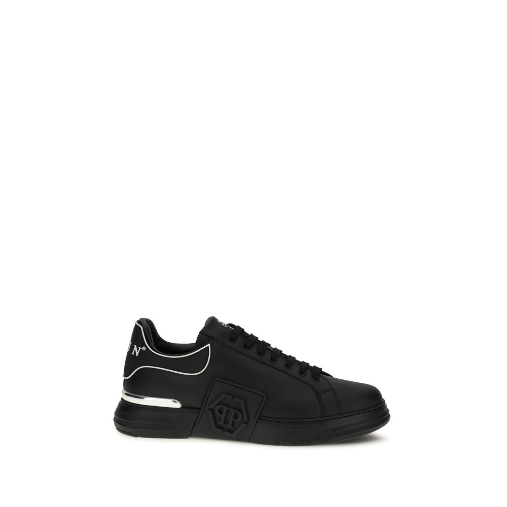 Black Calf Leather Bos Taurus Low Top Sneakers - ventzia