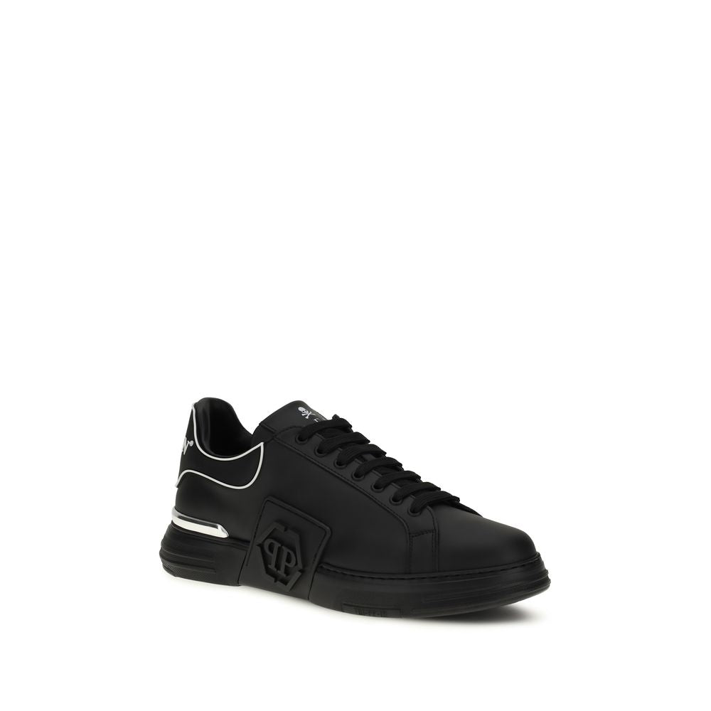 Black Calf Leather Bos Taurus Low Top Sneakers - ventzia