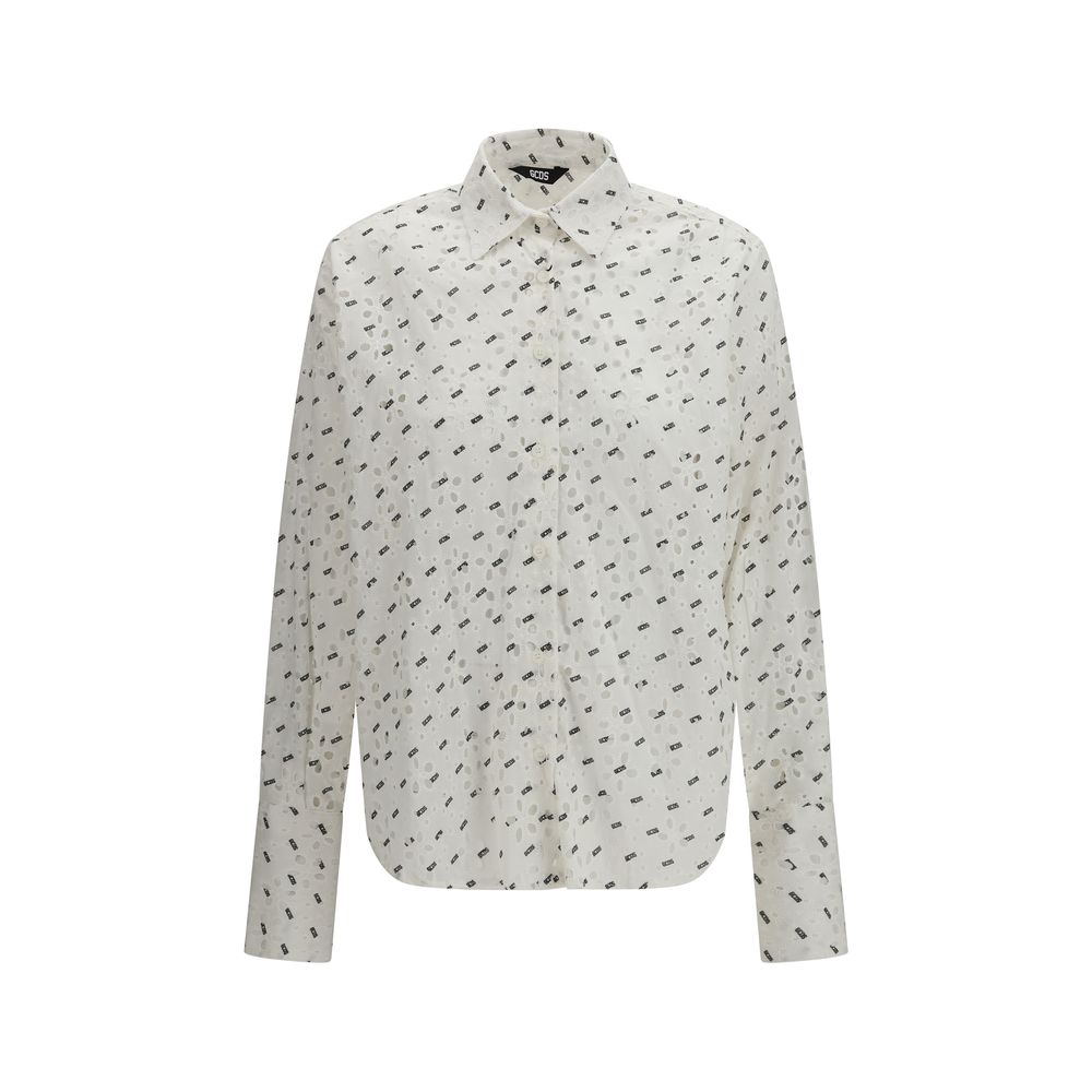 White Cotton Pattern Shirt - ventzia