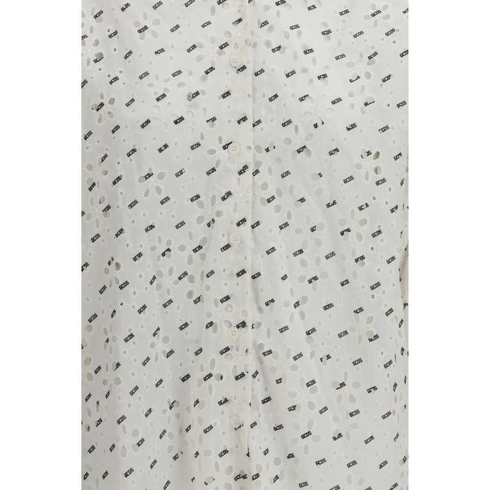 White Cotton Pattern Shirt - ventzia