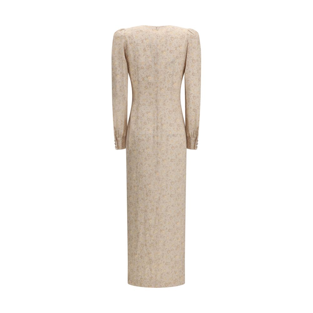 Beige Silk Casual Dress - ventzia