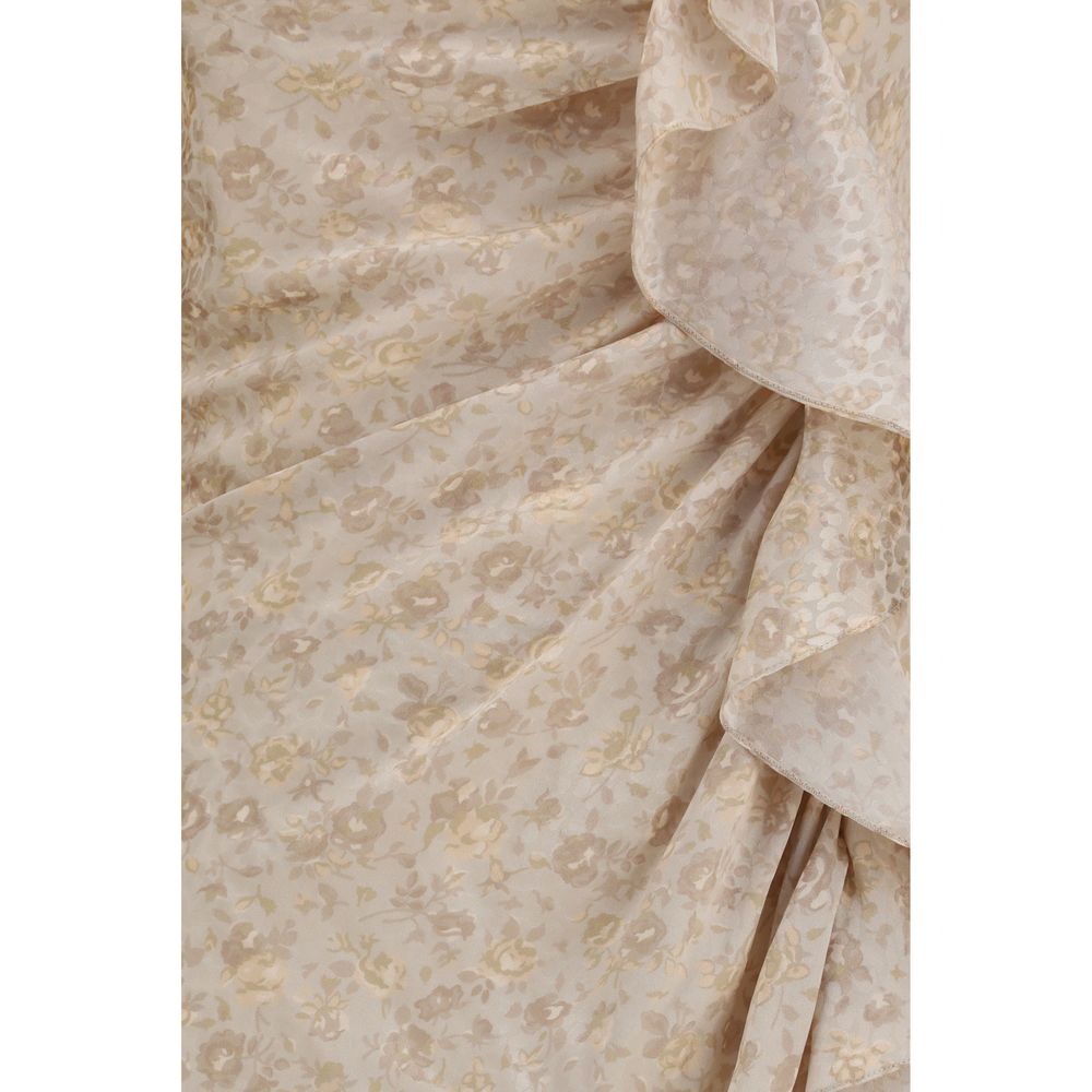 Beige Silk Casual Dress - ventzia