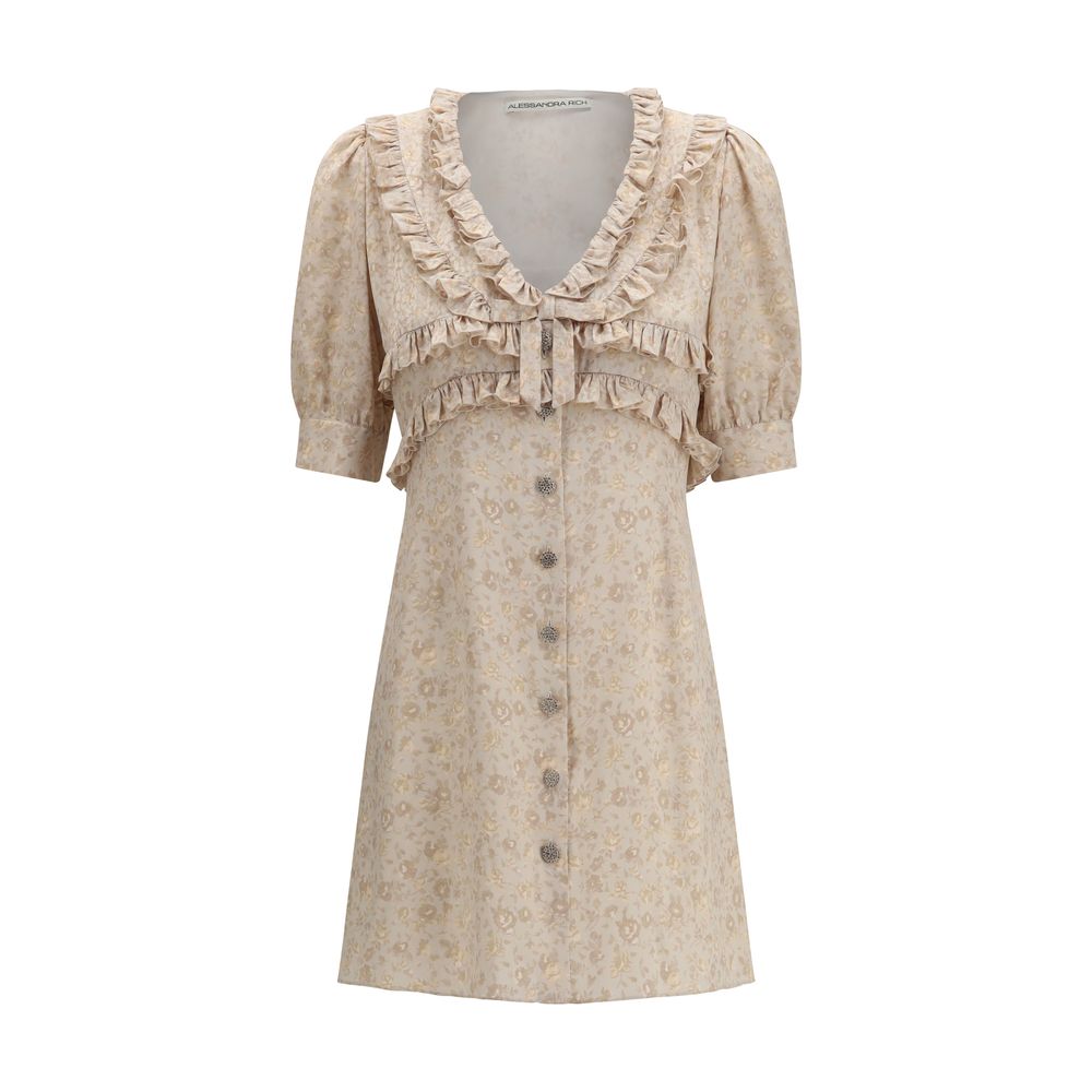 Beige Silk Casual Dress - ventzia