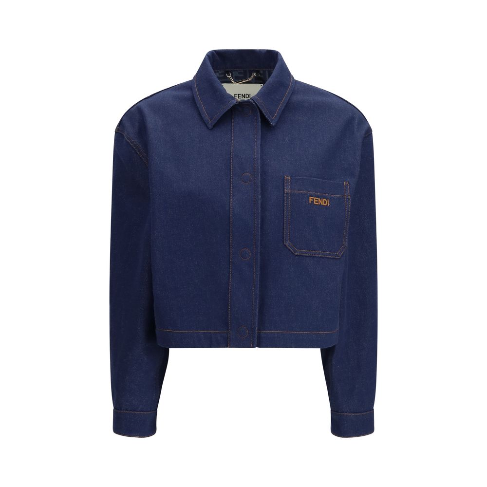 Blue Cotton Denim Jacket - ventzia