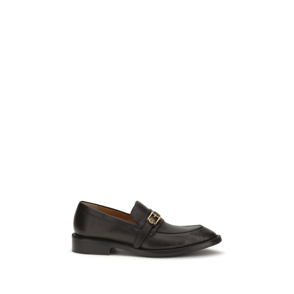 Black Calf Leather Bos Taurus Slip-On Loafers - ventzia