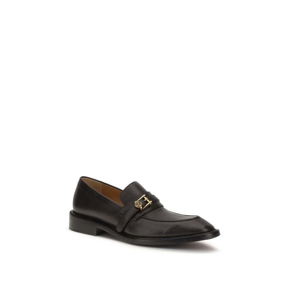 Black Calf Leather Bos Taurus Slip-On Loafers - ventzia