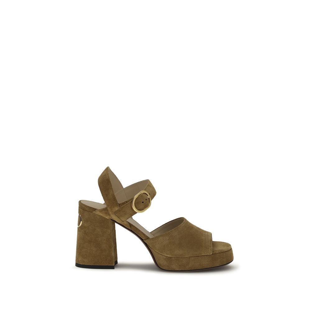 Beige Calf Leather Bos Taurus Platform Sandals - ventzia