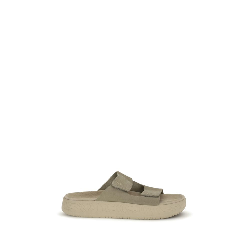 Beige Calf Leather Bos Taurus Flat Sandals - ventzia
