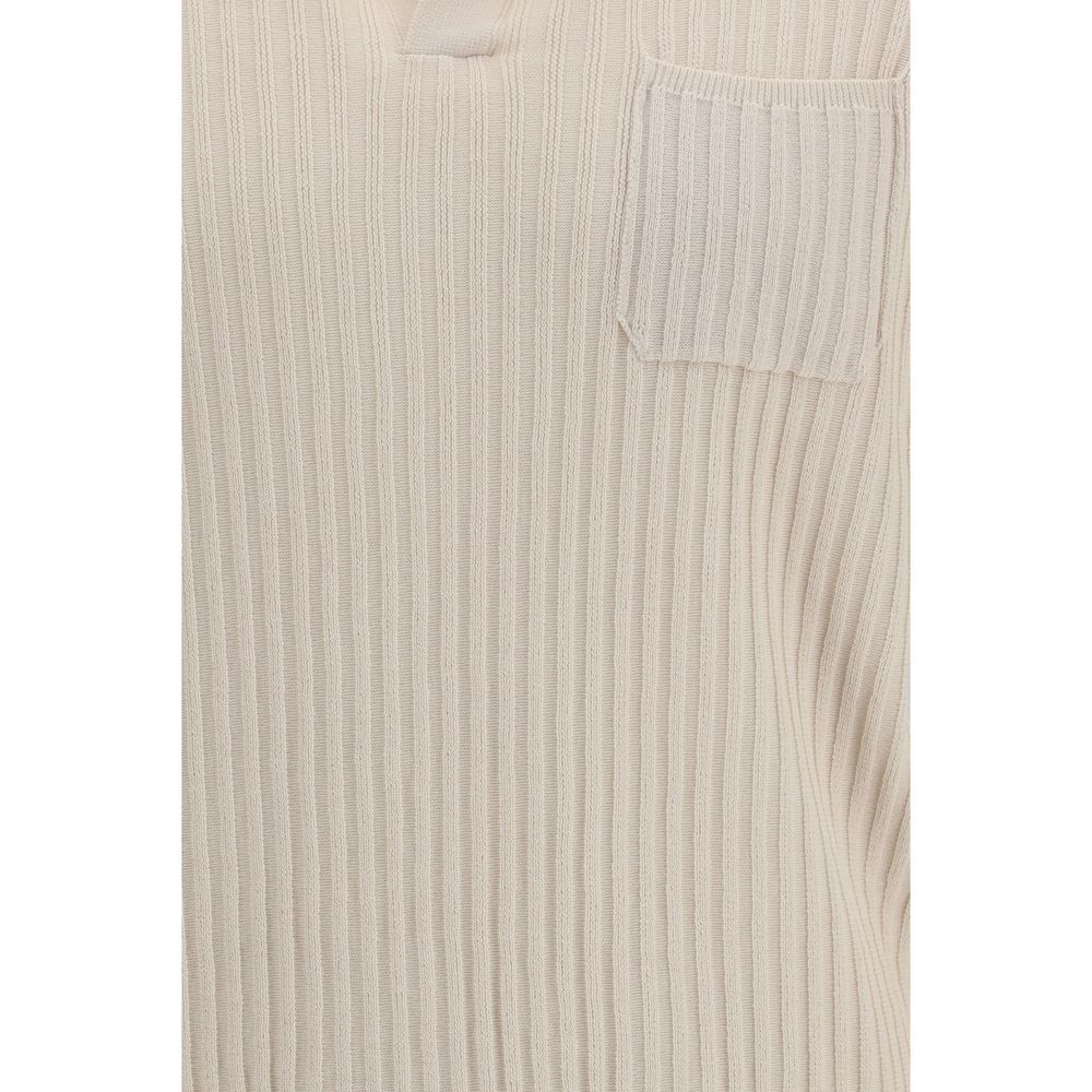 Beige Cotton Polo Shirt - ventzia