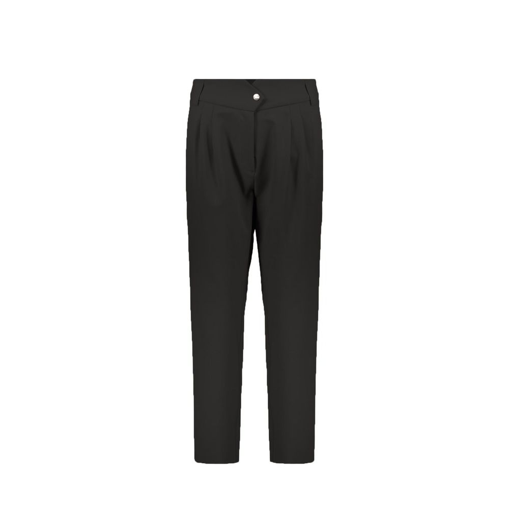 Black Elastane Casual Pants - ventzia