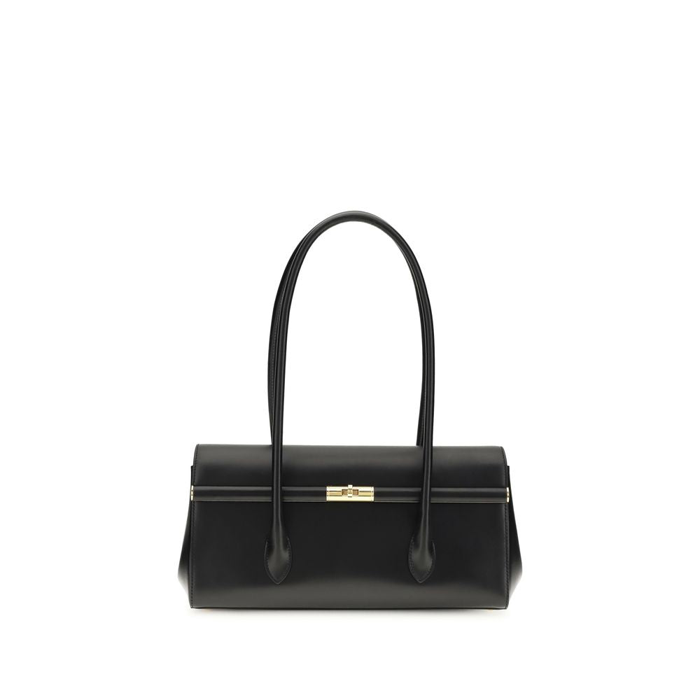 Black Calf Leather Bos Taurus Shoulder Bag - ventzia
