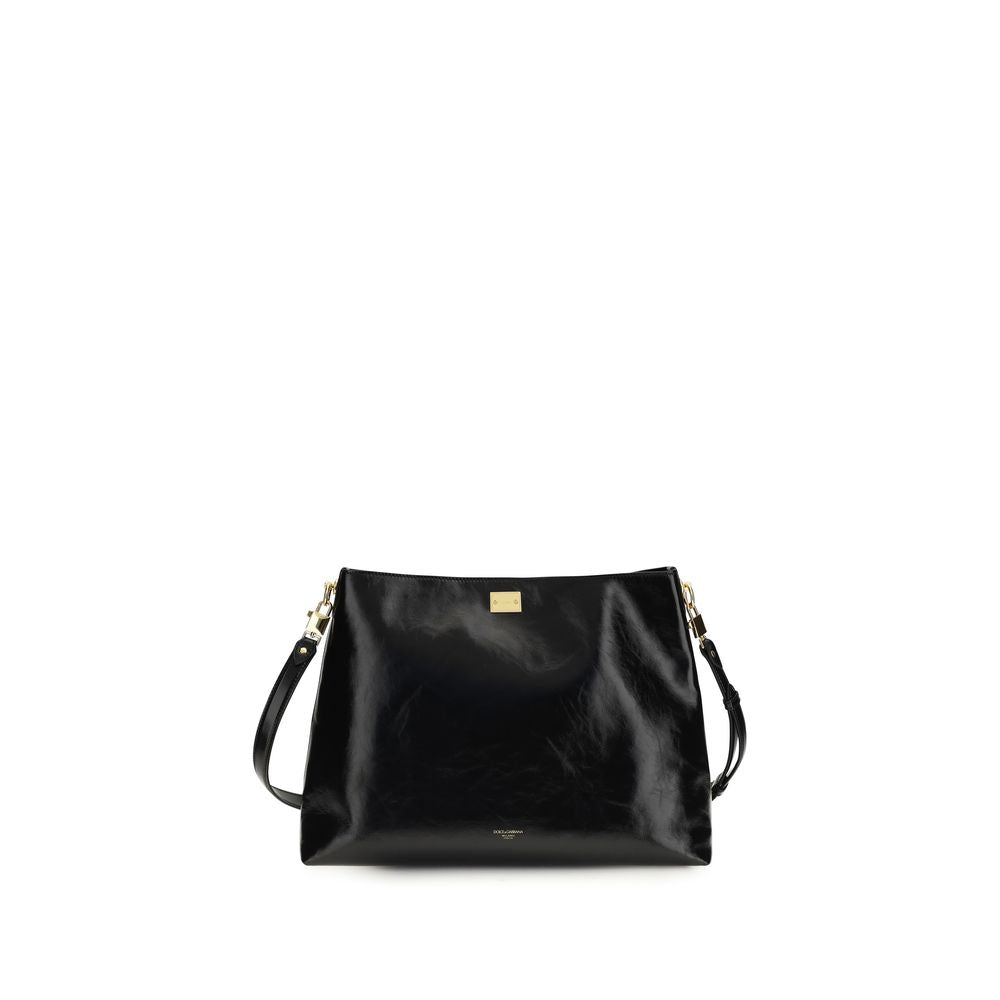 Black Calf Leather Bos Taurus Shoulder Bag - ventzia