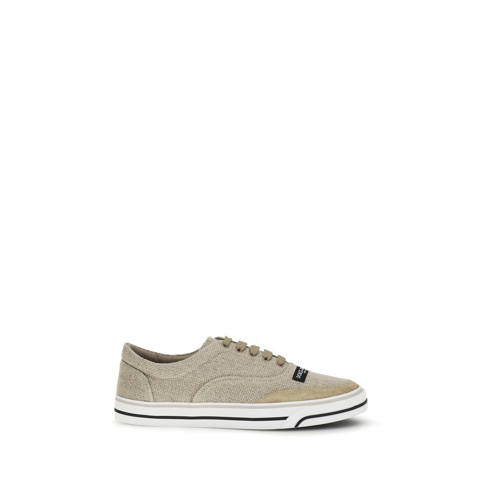 Beige Linen Low Top Sneakers - ventzia
