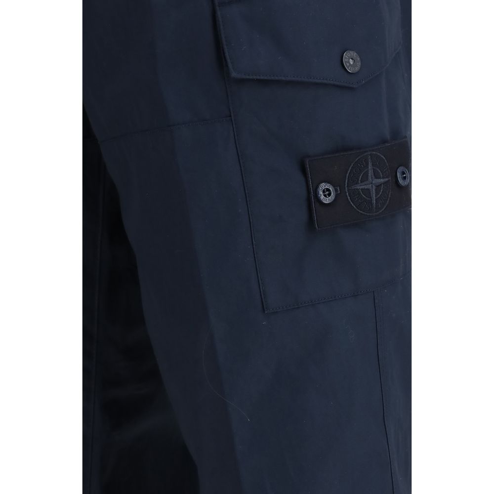 Blue Cotton Cargo Pants - ventzia