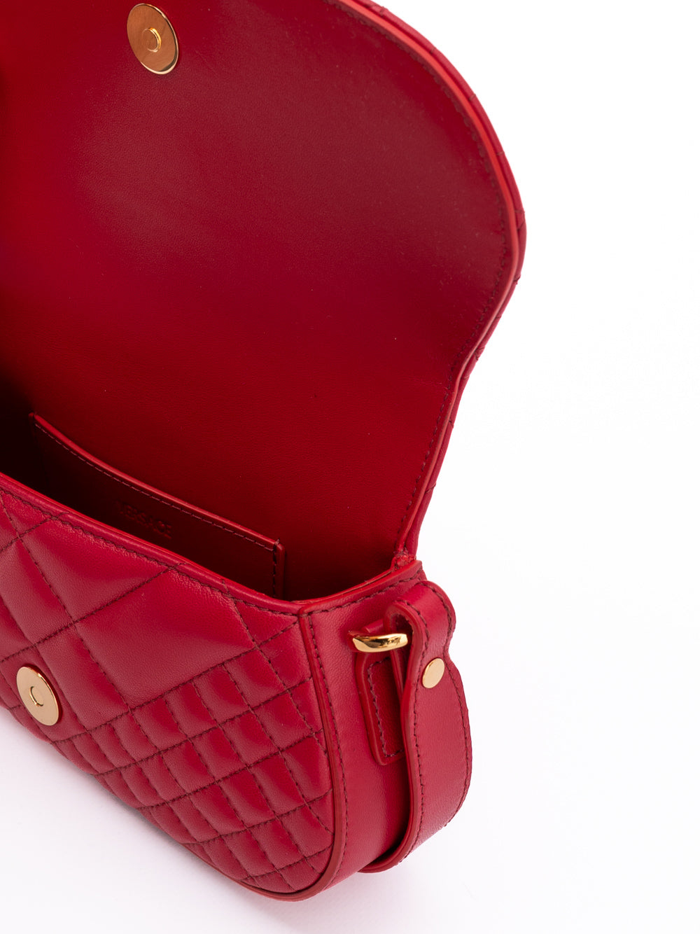 Red Leather Quilted Shoulder Strap Bag - ventzia
