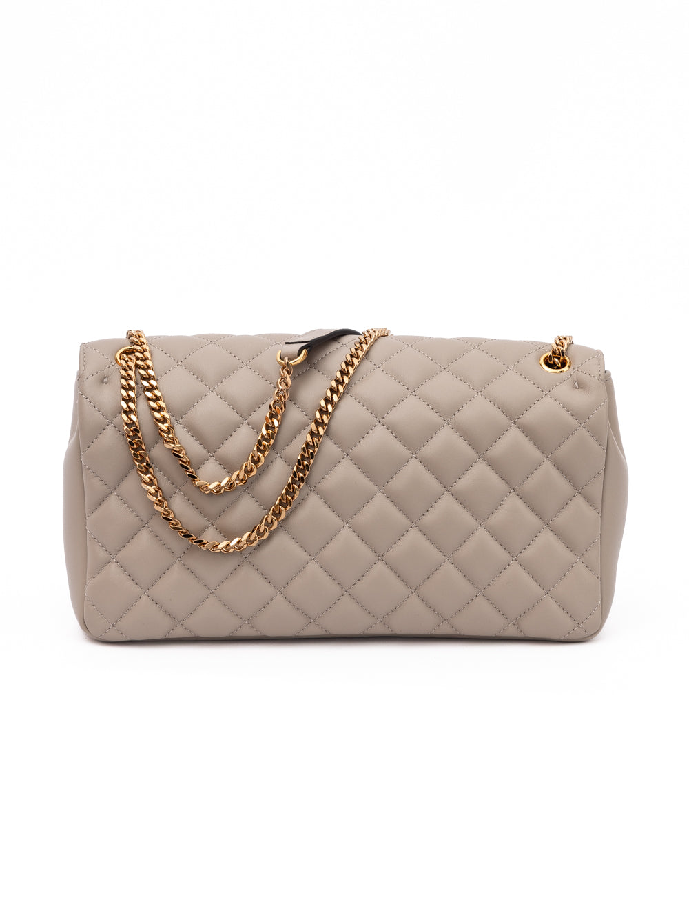 Taupe Quilted Leather Shoulder Strap Bag - ventzia