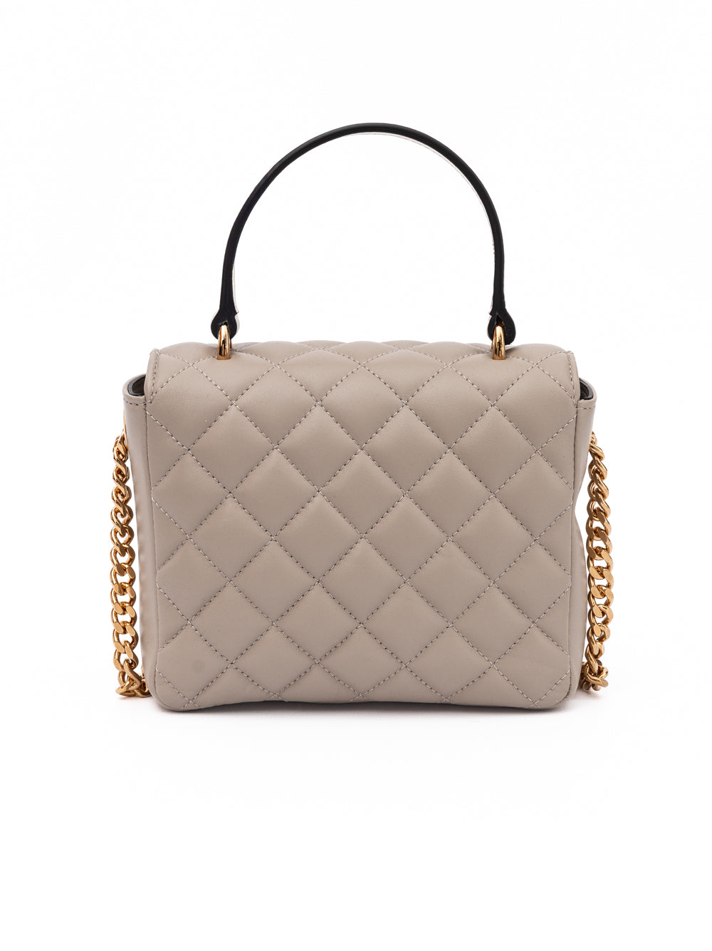 Taupe Quilted Leather Handbag - ventzia