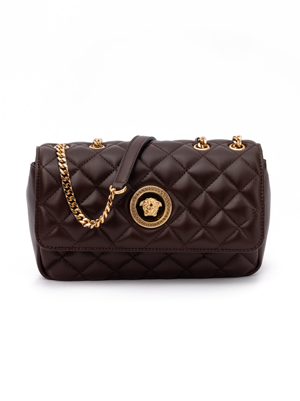 Brown Quilted Leather Shoulder Strap Bag - ventzia
