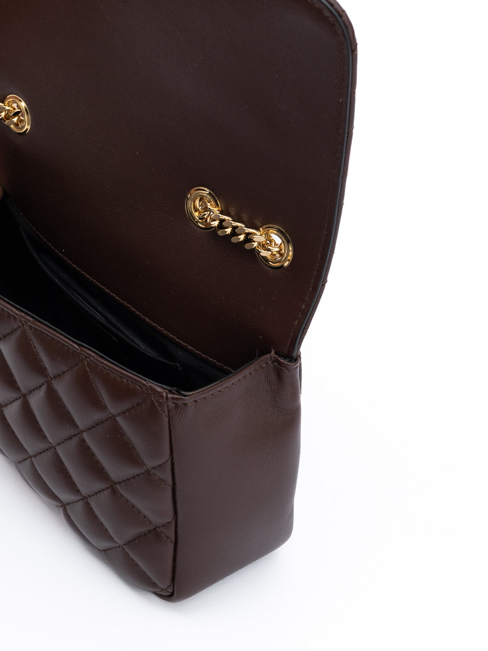 Brown Quilted Leather Shoulder Strap Bag - ventzia