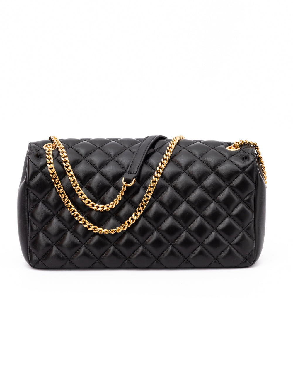 Black Quilted Leather Shoulder Strap Bag - ventzia