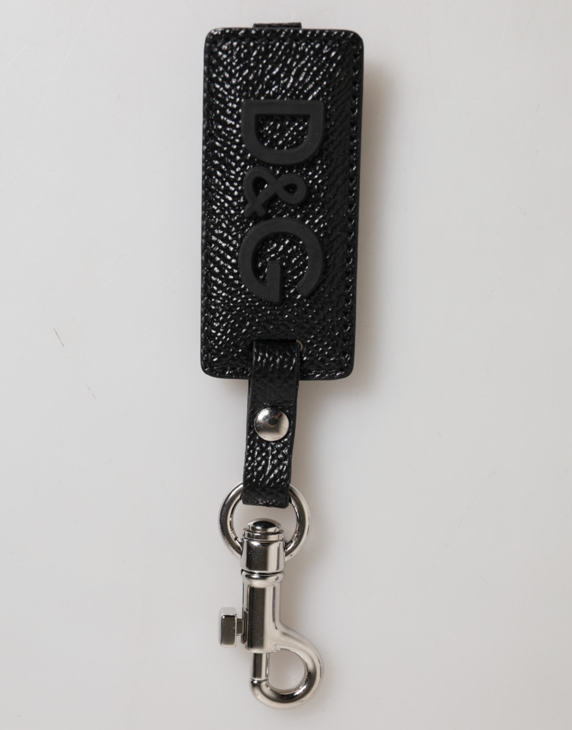 Black DG Logo Leather Silver Metal Keyring Men Keychain - ventzia
