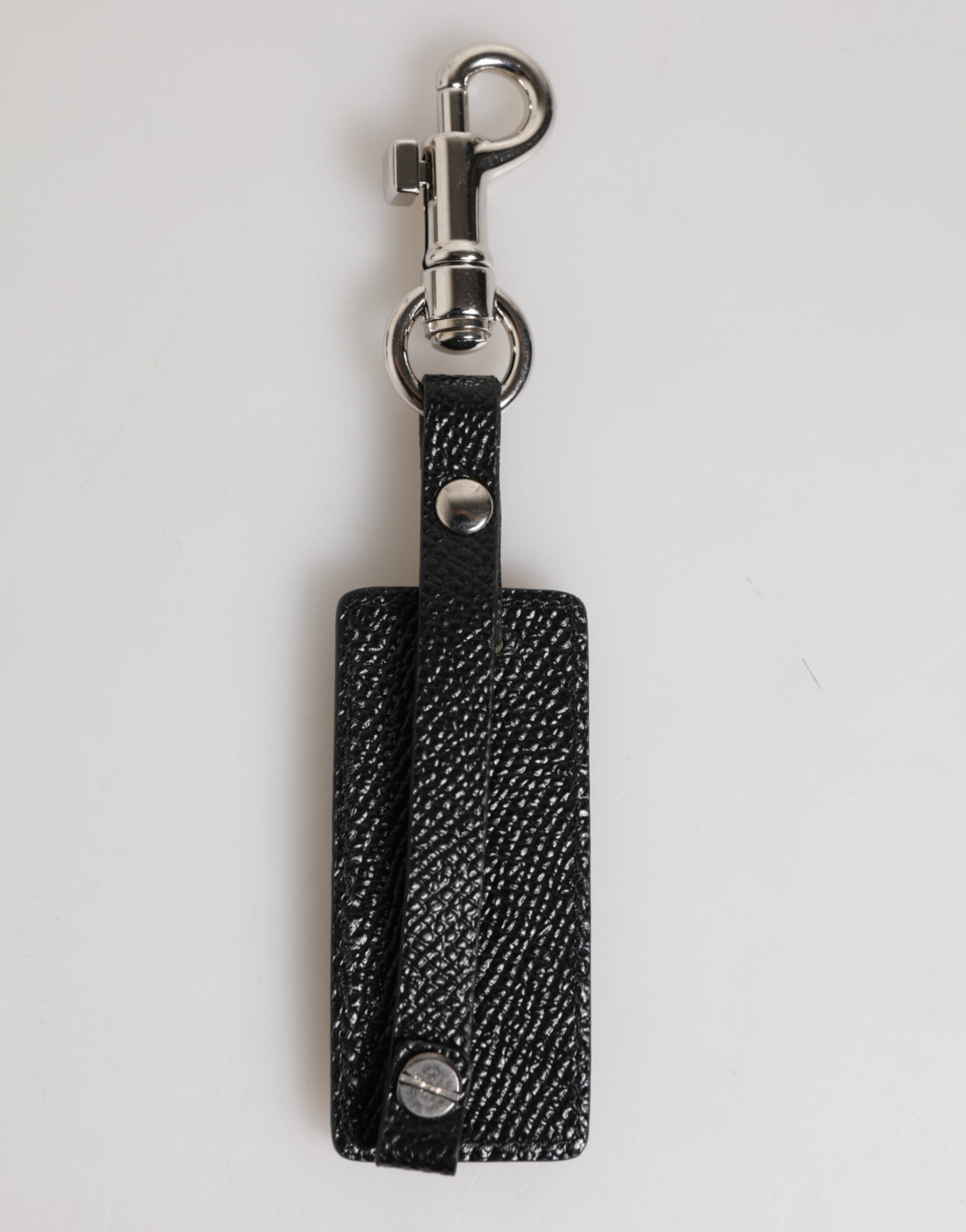 Black DG Logo Leather Silver Metal Keyring Men Keychain - ventzia