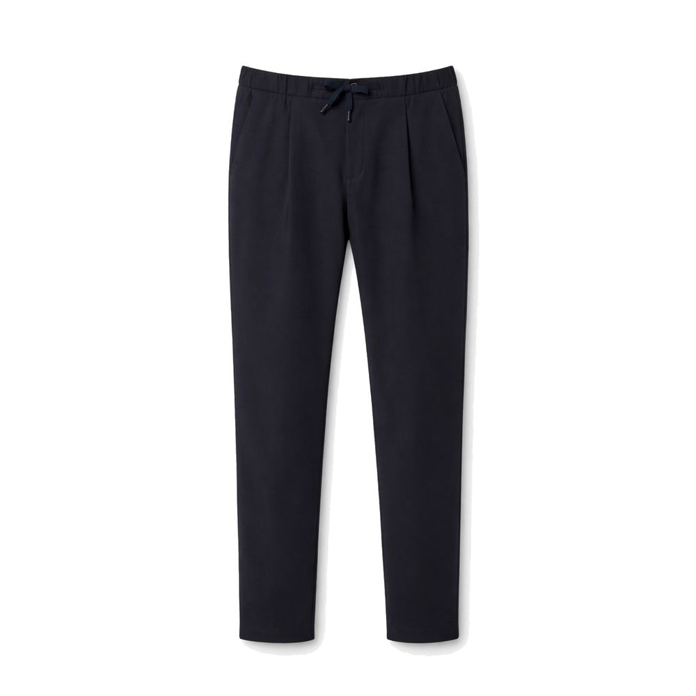 Blue Virgin Wool Casual Pants - ventzia