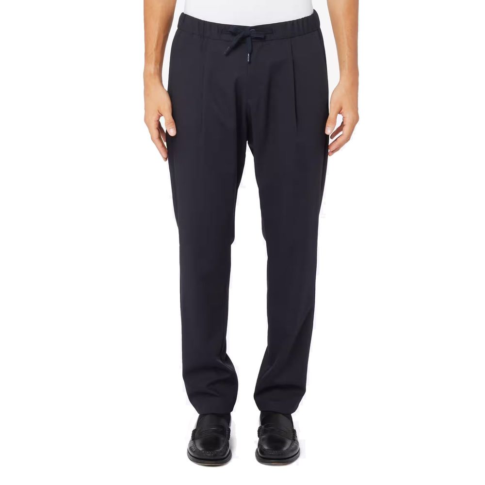 Blue Virgin Wool Casual Pants - ventzia