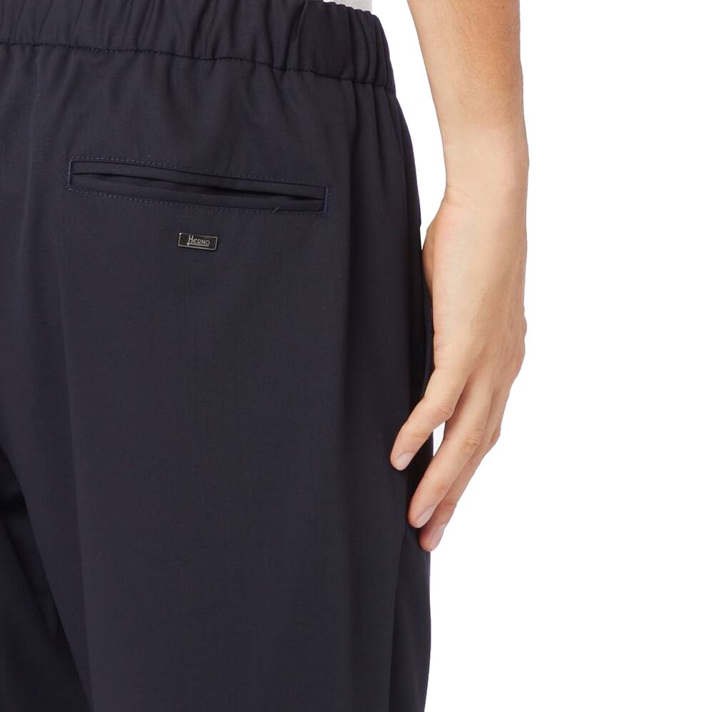 Blue Virgin Wool Casual Pants - ventzia