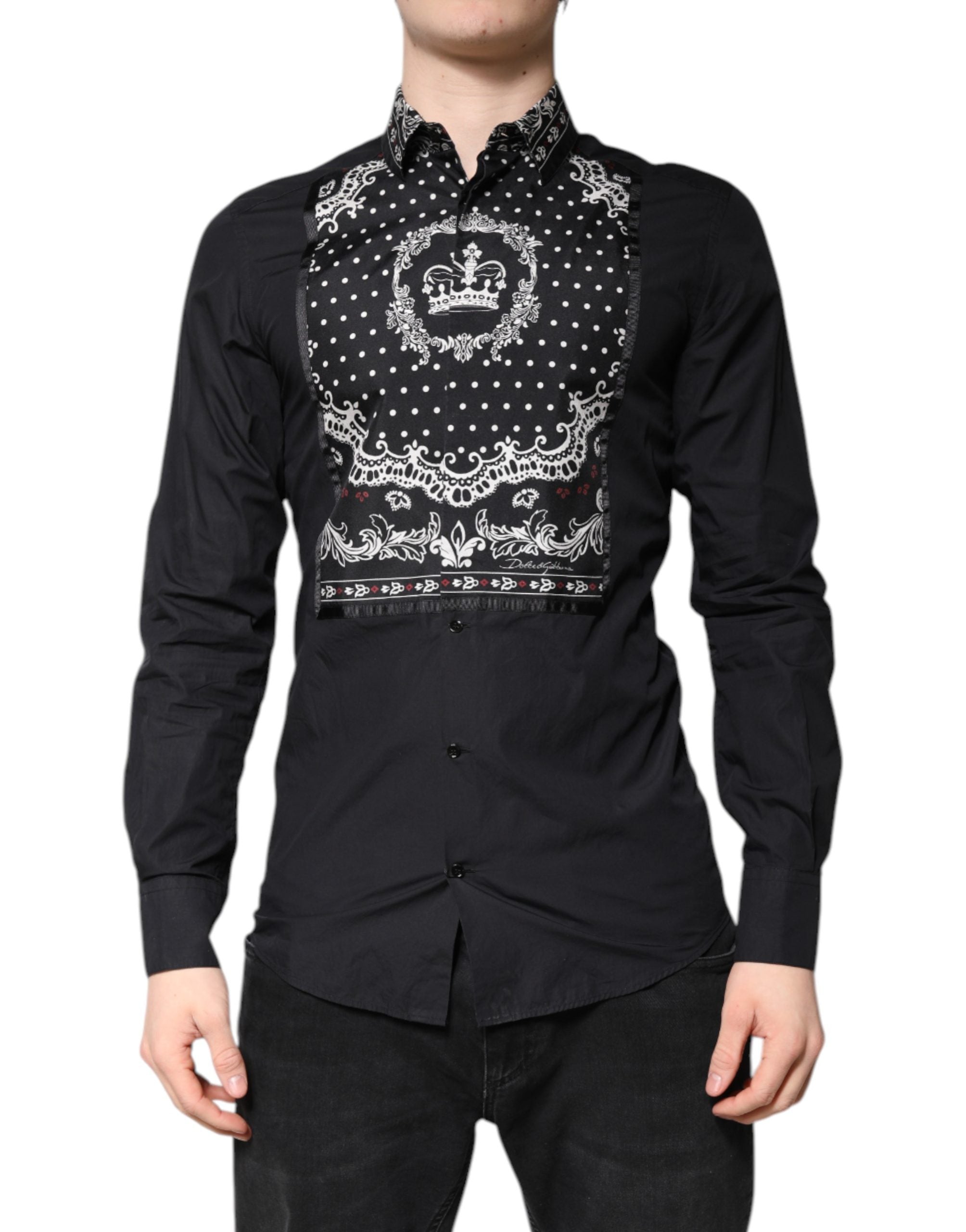 Black White Bandana GOLD Formal Dress Shirt - ventzia