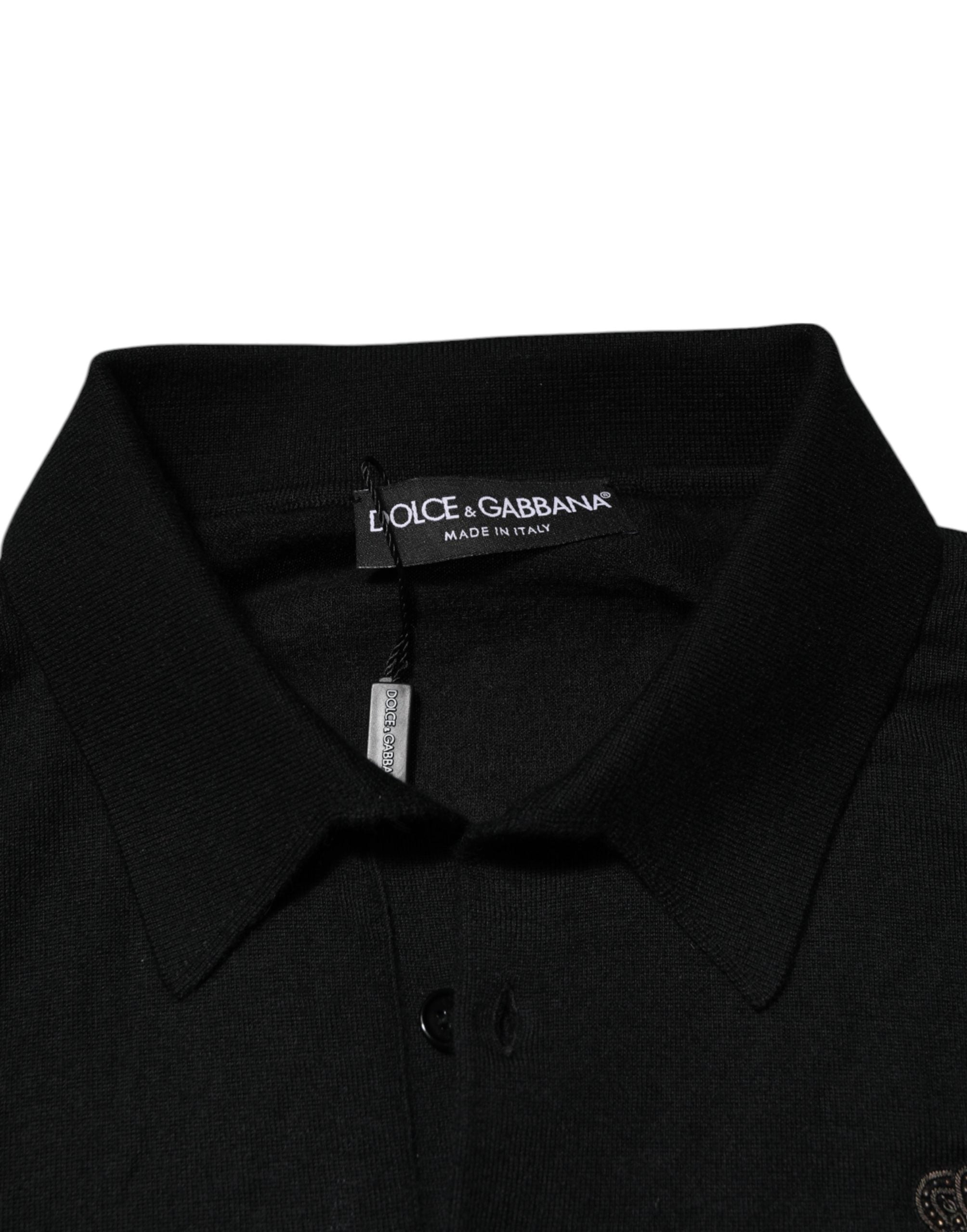 Black Crest Long Sleeve Men Pullover Sweater - ventzia