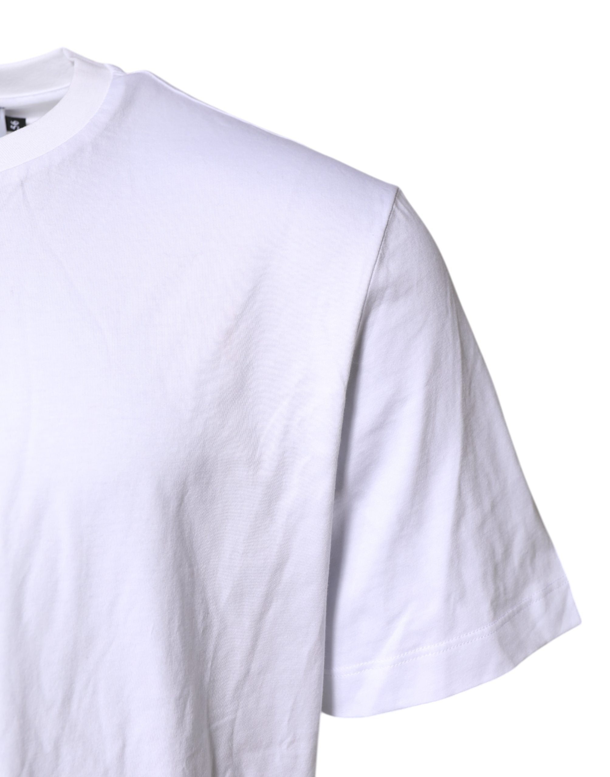 White Cotton DG Logo Embroidery Men T-shirt - ventzia