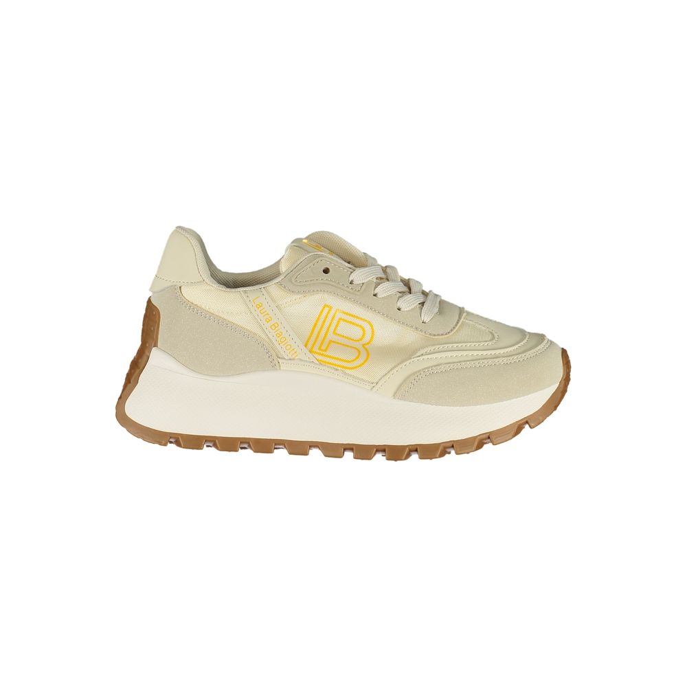 Beige Polyurethane Women Sneaker - ventzia