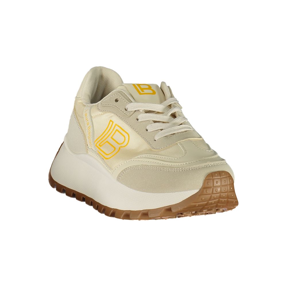Beige Polyurethane Women Sneaker - ventzia