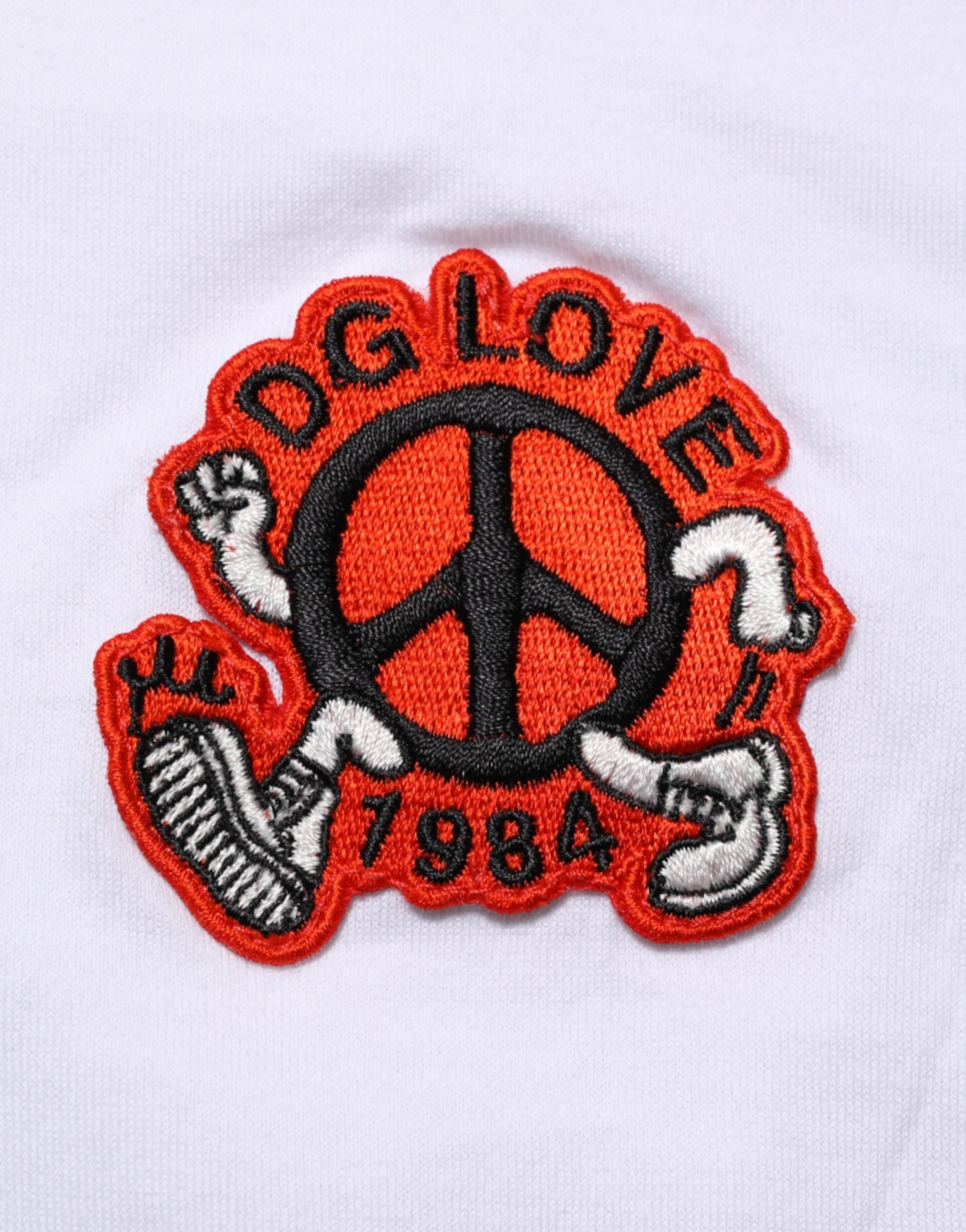 White Cotton DG Love Patch Crew Neck T-shirt - ventzia