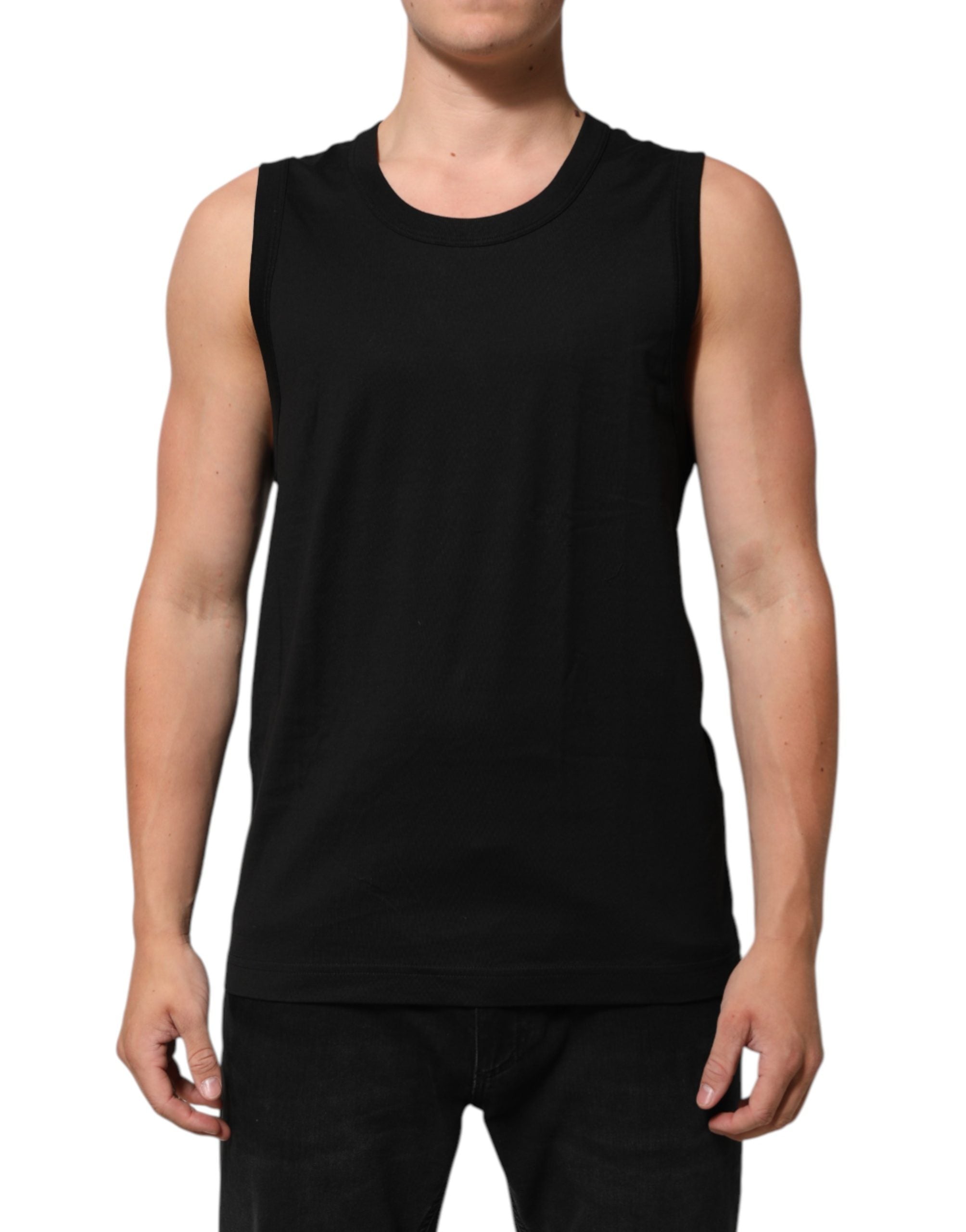 Black Cotton Sleeveless Men Tank Top T-shirt - ventzia