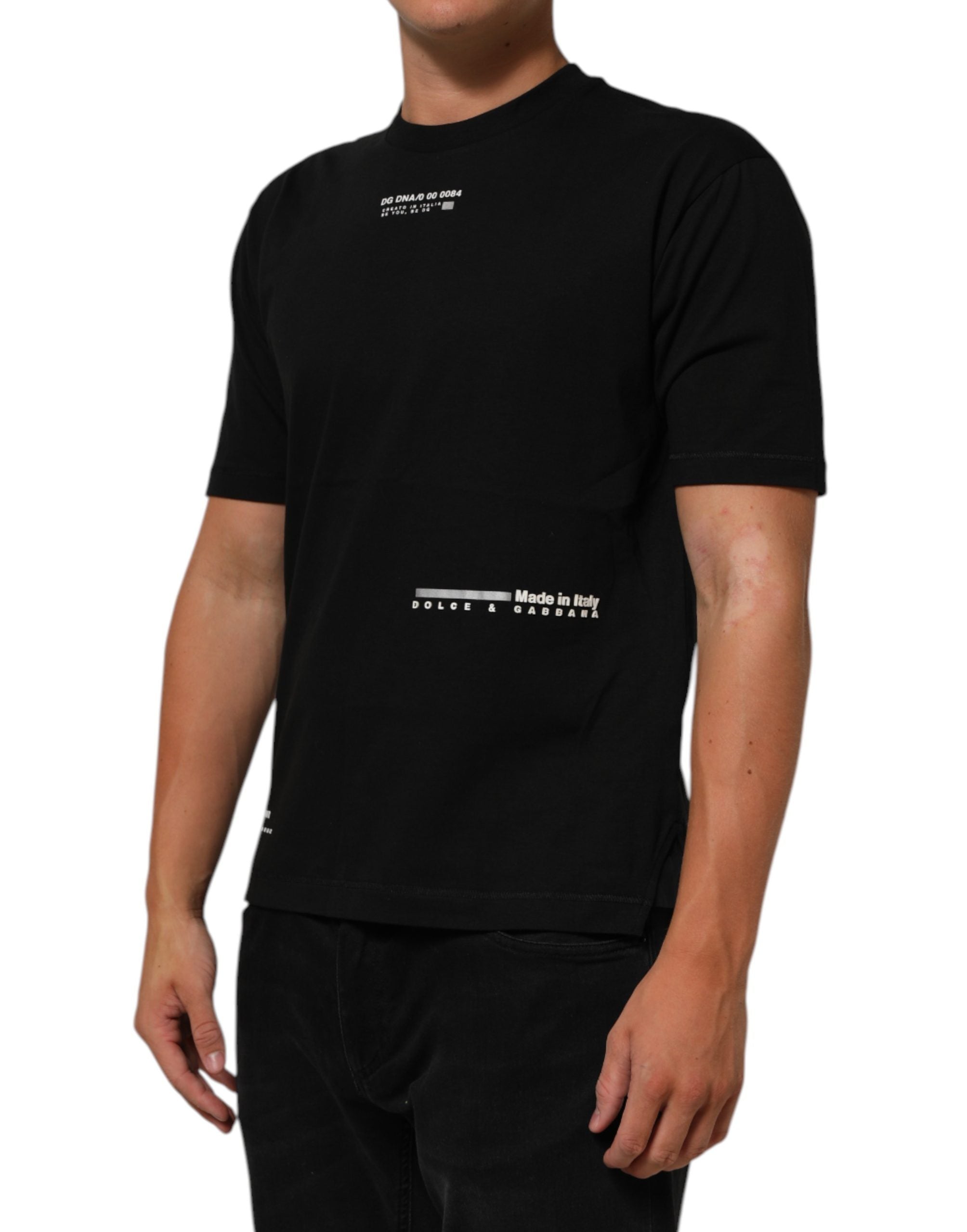 Black Statement Cotton Crew Neck Men T-shirt - ventzia