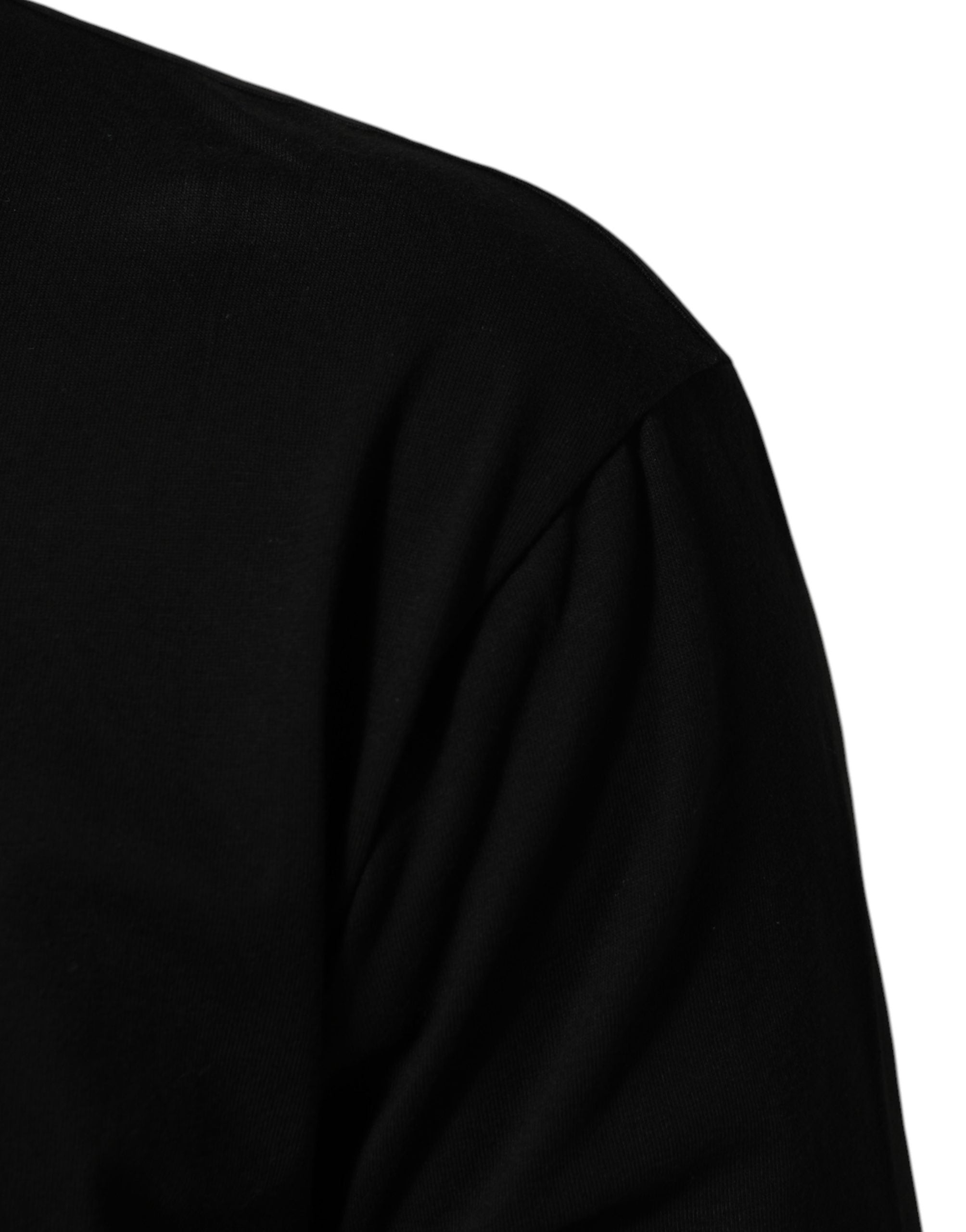 Black Statement Cotton Crew Neck Men T-shirt - ventzia