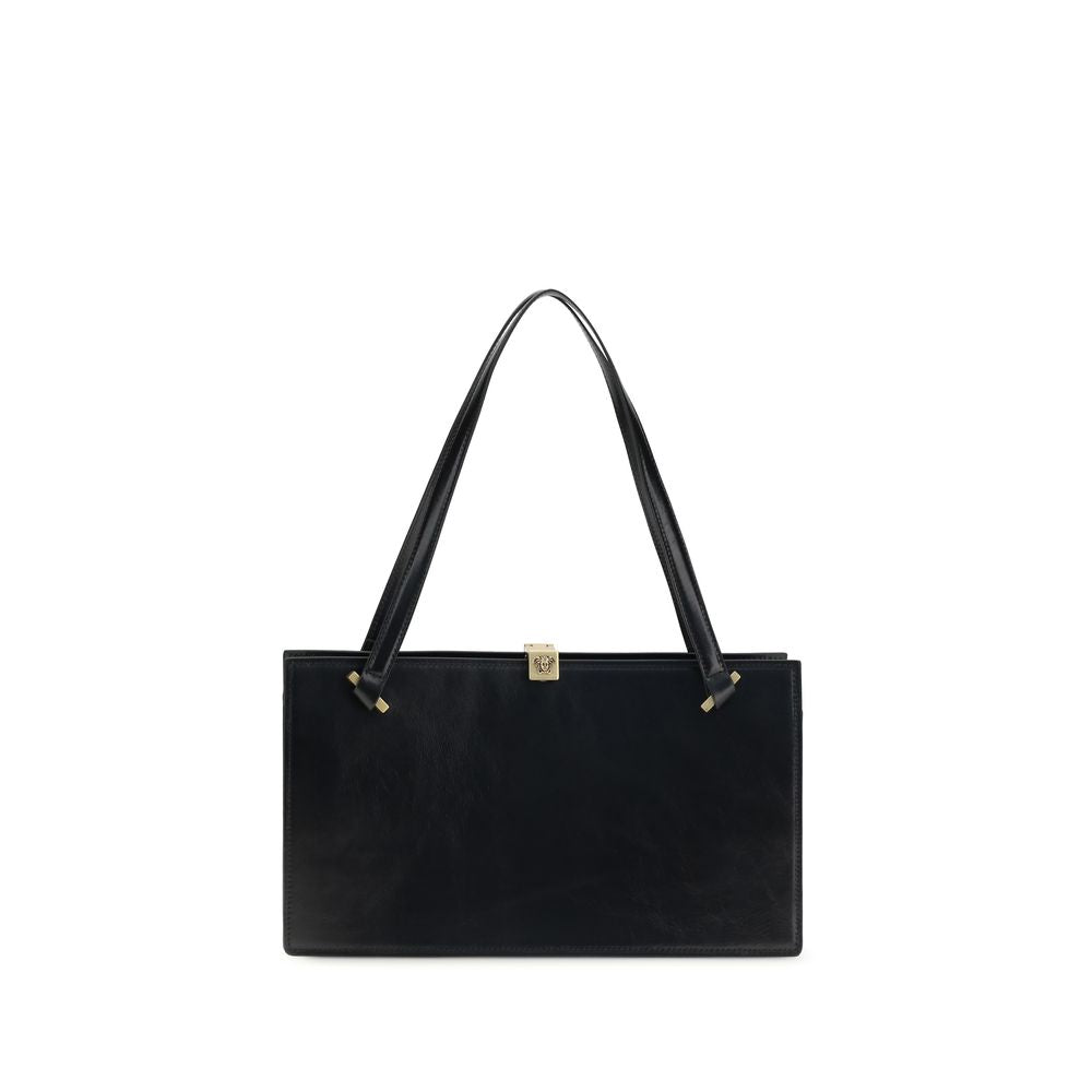 Black Calf Leather Bos Taurus Shoulder Bag - ventzia