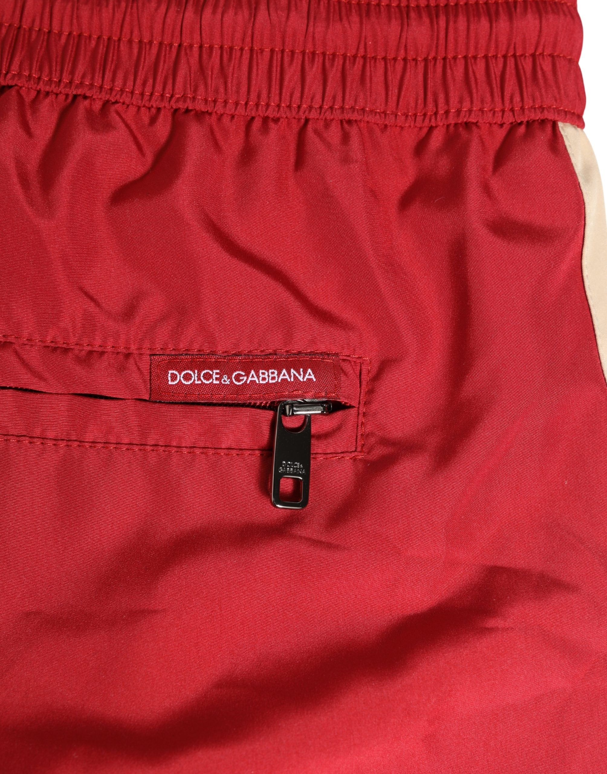 Red Polyester Men Drawstring Shorts Swimwear - ventzia