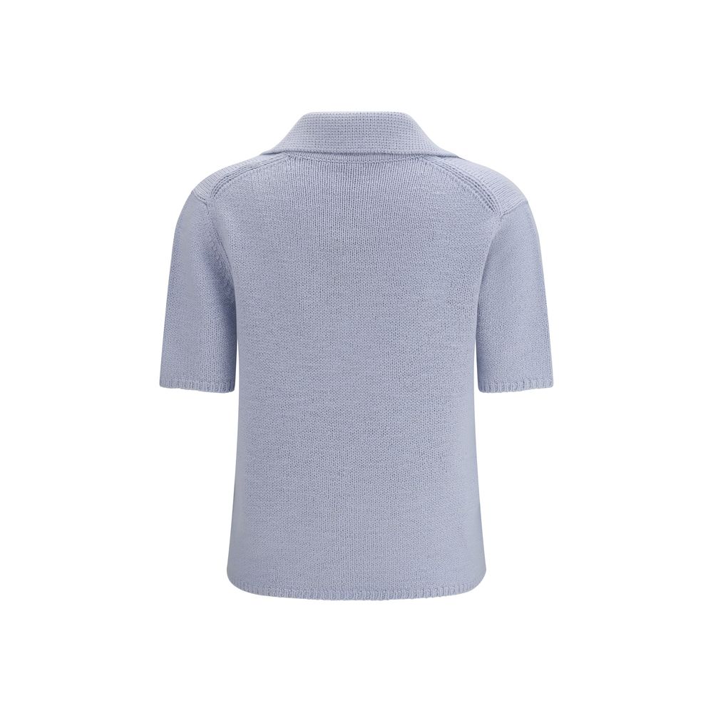 Blue Cashmere Polo Shirt - ventzia